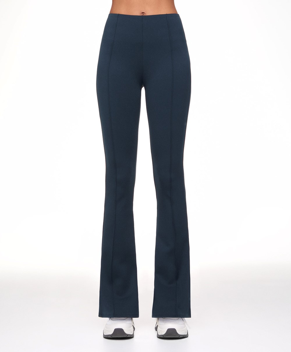 Oysho High-strength Fabric Flare Trousers Marineblå | MCFP47305