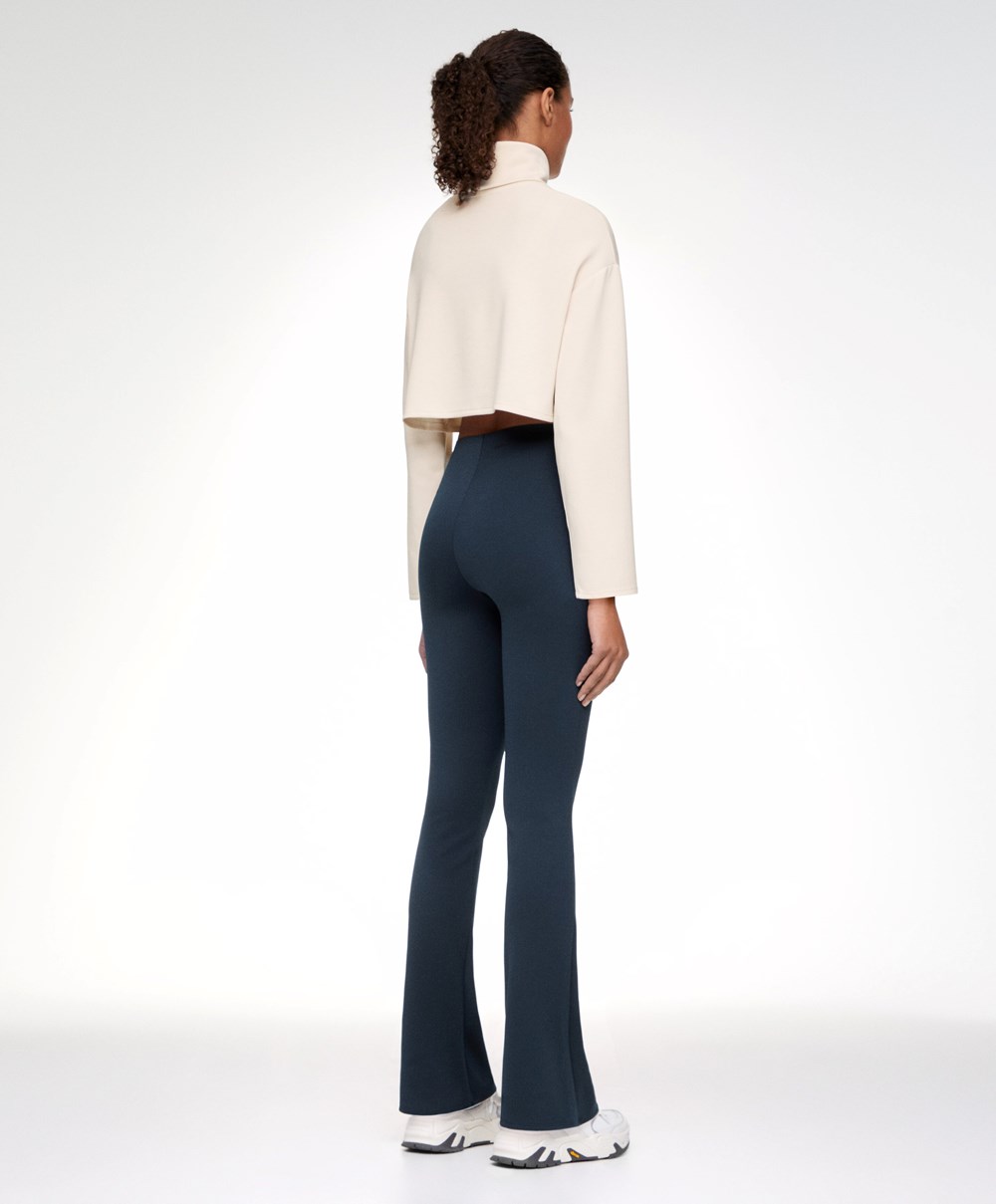 Oysho High-strength Fabric Flare Trousers Marineblå | MCFP47305