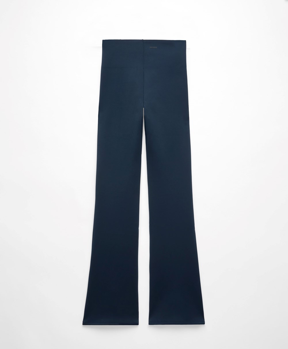 Oysho High-strength Fabric Flare Trousers Marineblå | MCFP47305