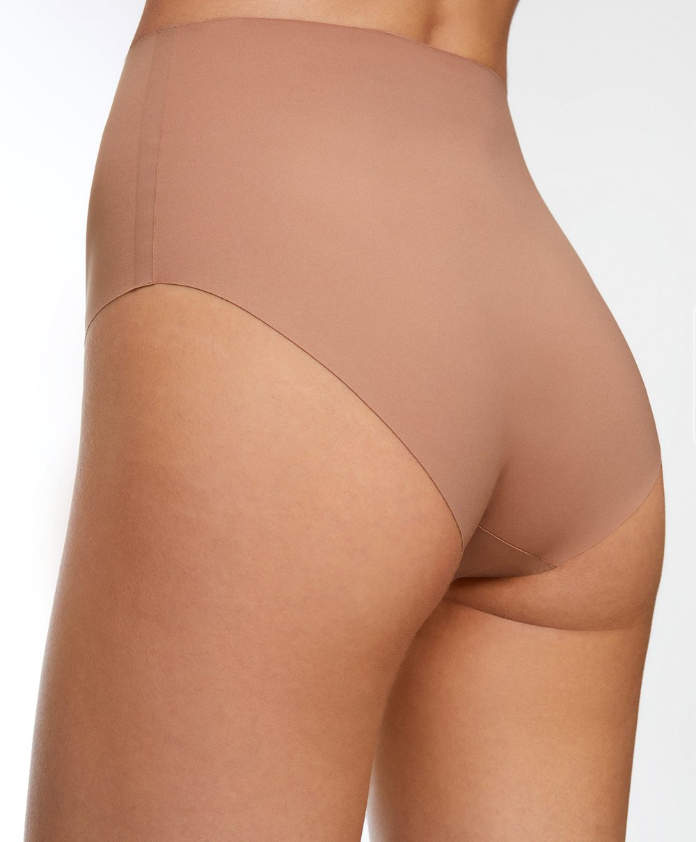 Oysho High-waisted Invisible Laser-cut Briefs Tan | LPWK31987