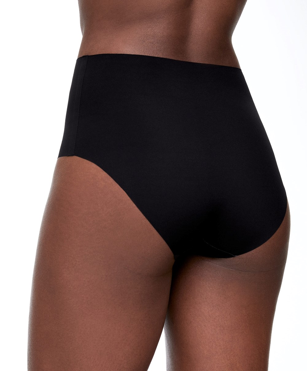 Oysho High-waisted Invisible Laser-cut Briefs Svarte | MAYB70861