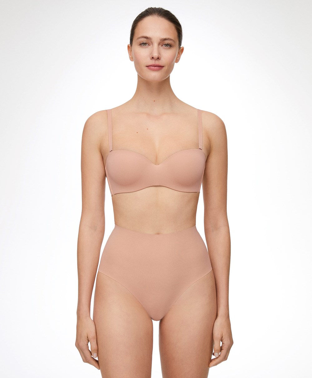 Oysho High-waisted Invisible Laser-cut Briefs Beige | TWRO30854