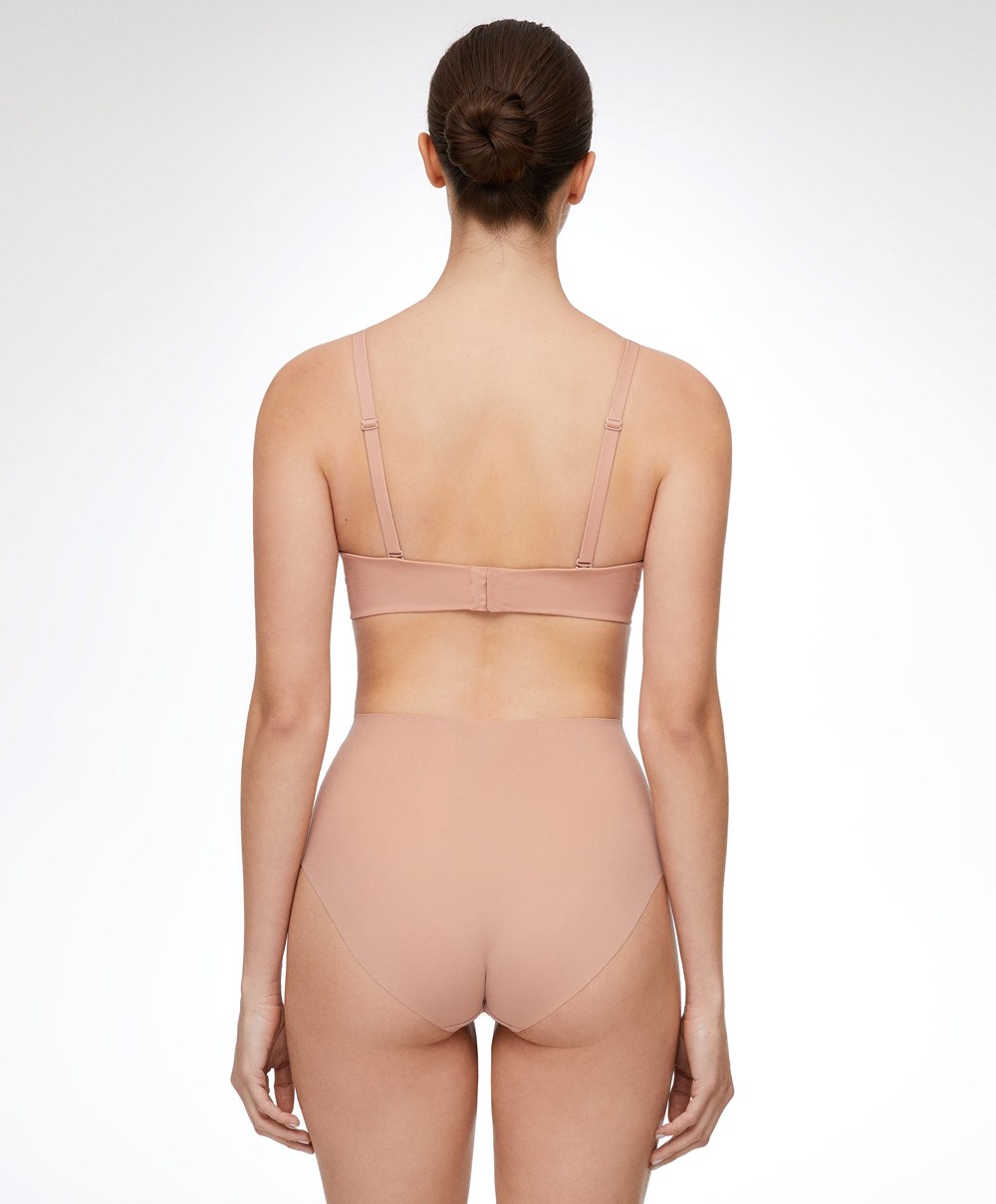 Oysho High-waisted Invisible Laser-cut Briefs Beige | TWRO30854