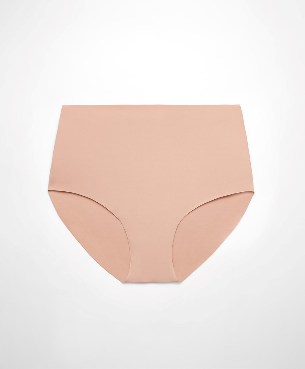 Oysho High-waisted Invisible Laser-cut Briefs Beige | TWRO30854