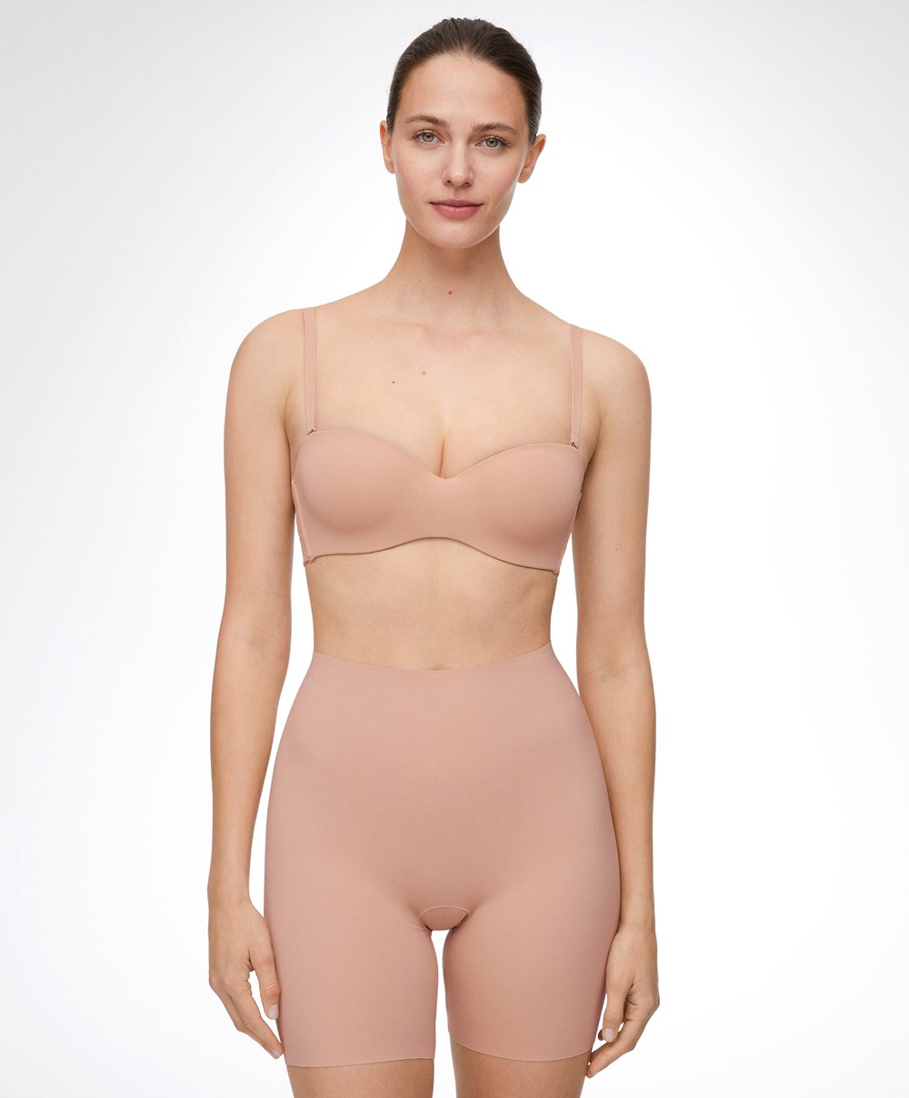 Oysho High-waisted Invisible Laser-cut Cycle Shorts Beige | PIGL47092