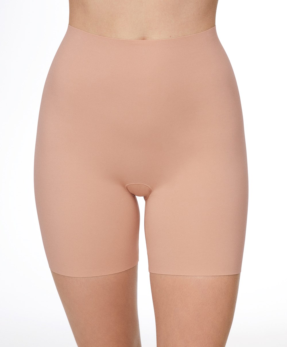 Oysho High-waisted Invisible Laser-cut Cycle Shorts Beige | PIGL47092