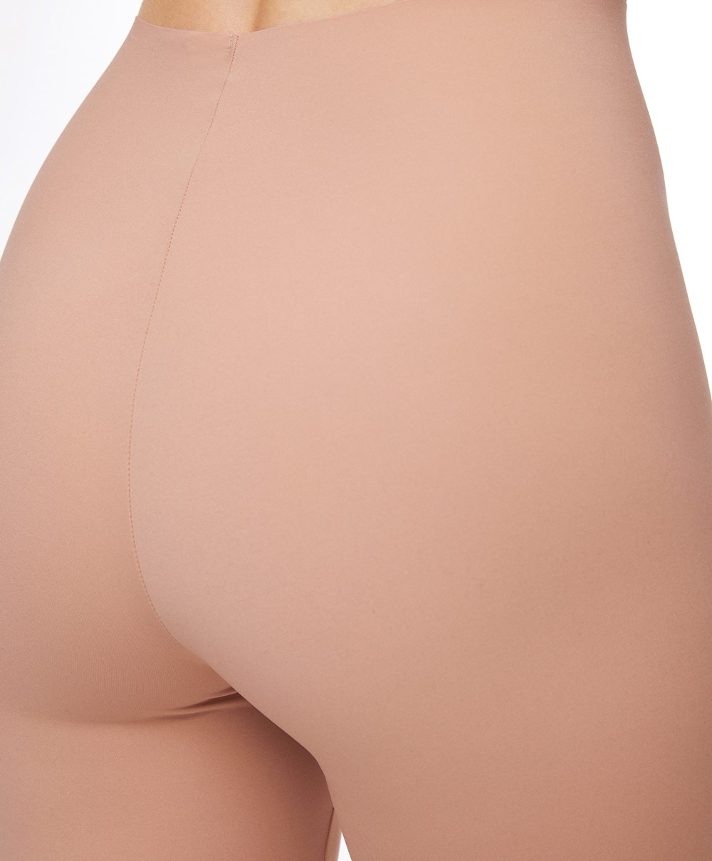 Oysho High-waisted Invisible Laser-cut Cycle Shorts Beige | PIGL47092