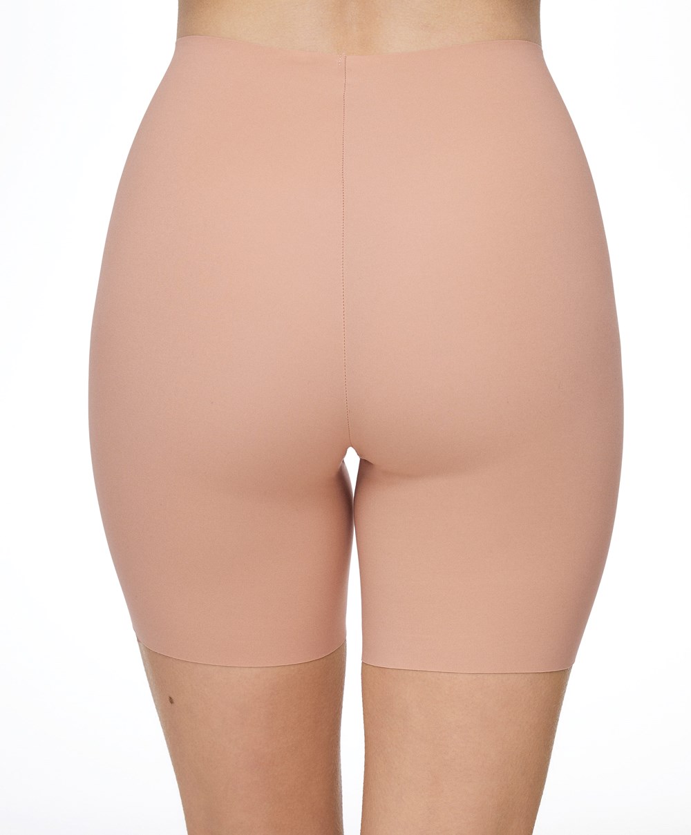 Oysho High-waisted Invisible Laser-cut Cycle Shorts Beige | PIGL47092