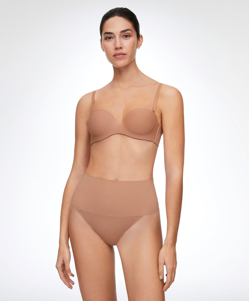 Oysho High-waisted Invisible Laser-cut Thong Tan | IOPA97365