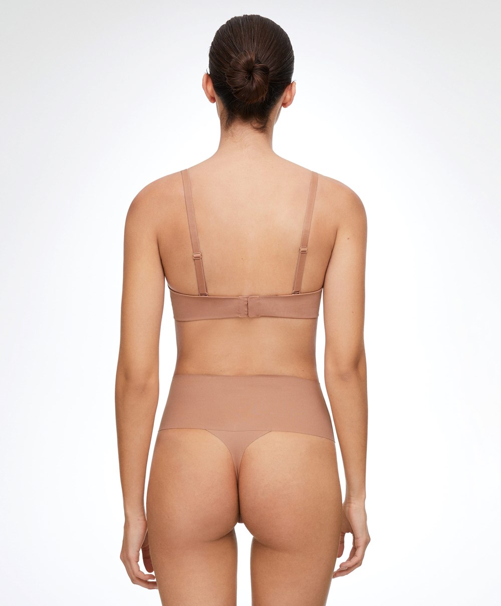 Oysho High-waisted Invisible Laser-cut Thong Tan | IOPA97365