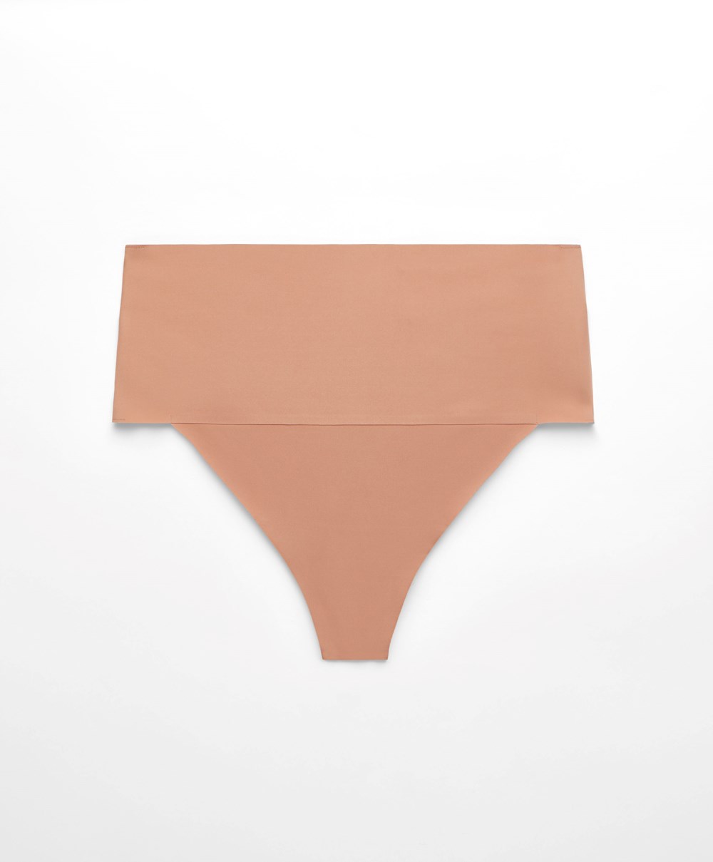 Oysho High-waisted Invisible Laser-cut Thong Tan | IOPA97365