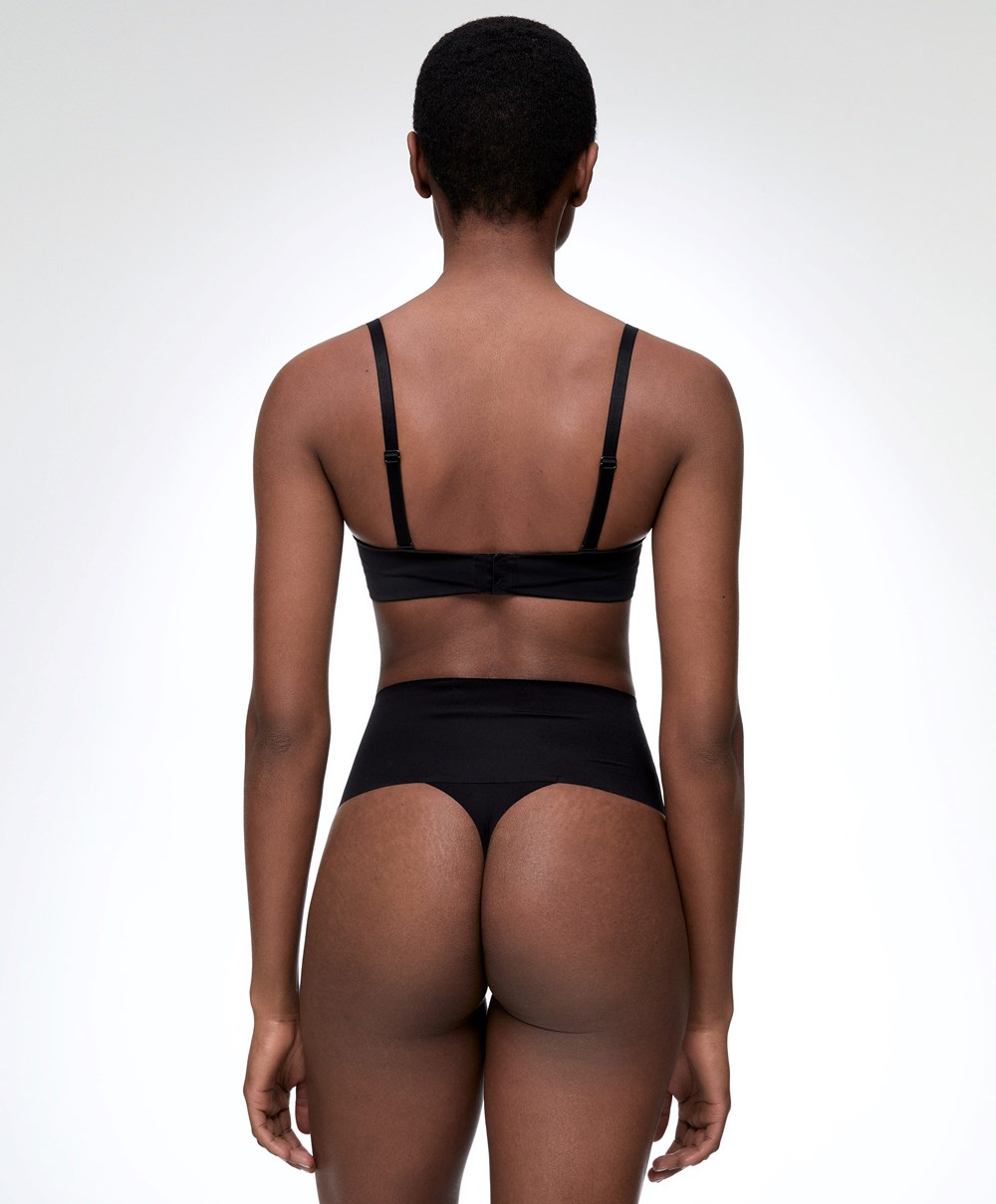 Oysho High-waisted Invisible Laser-cut Thong Svarte | VYQS15724