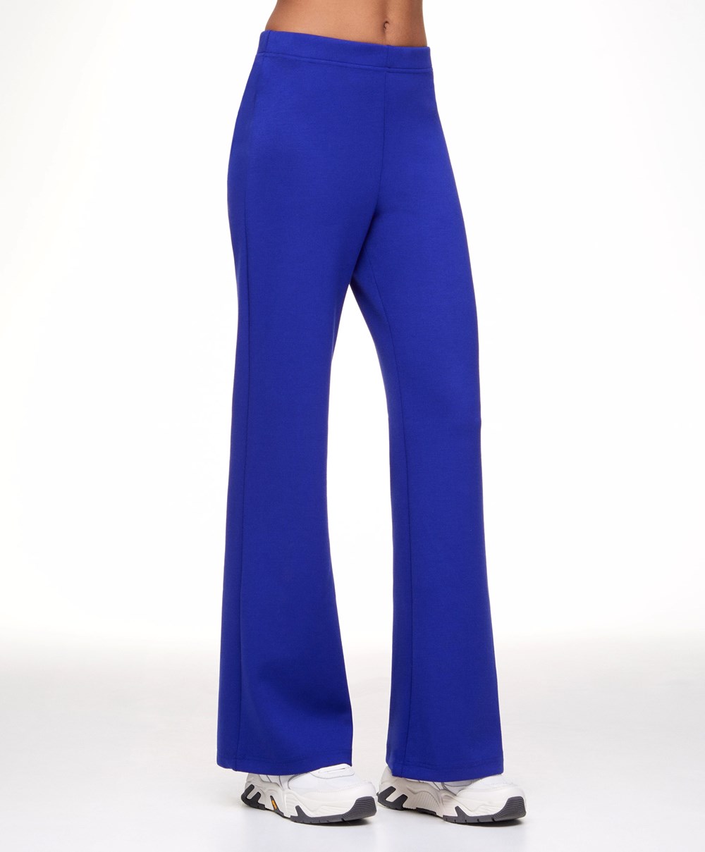 Oysho Interlock Flare Trousers Blå | JKZF94561