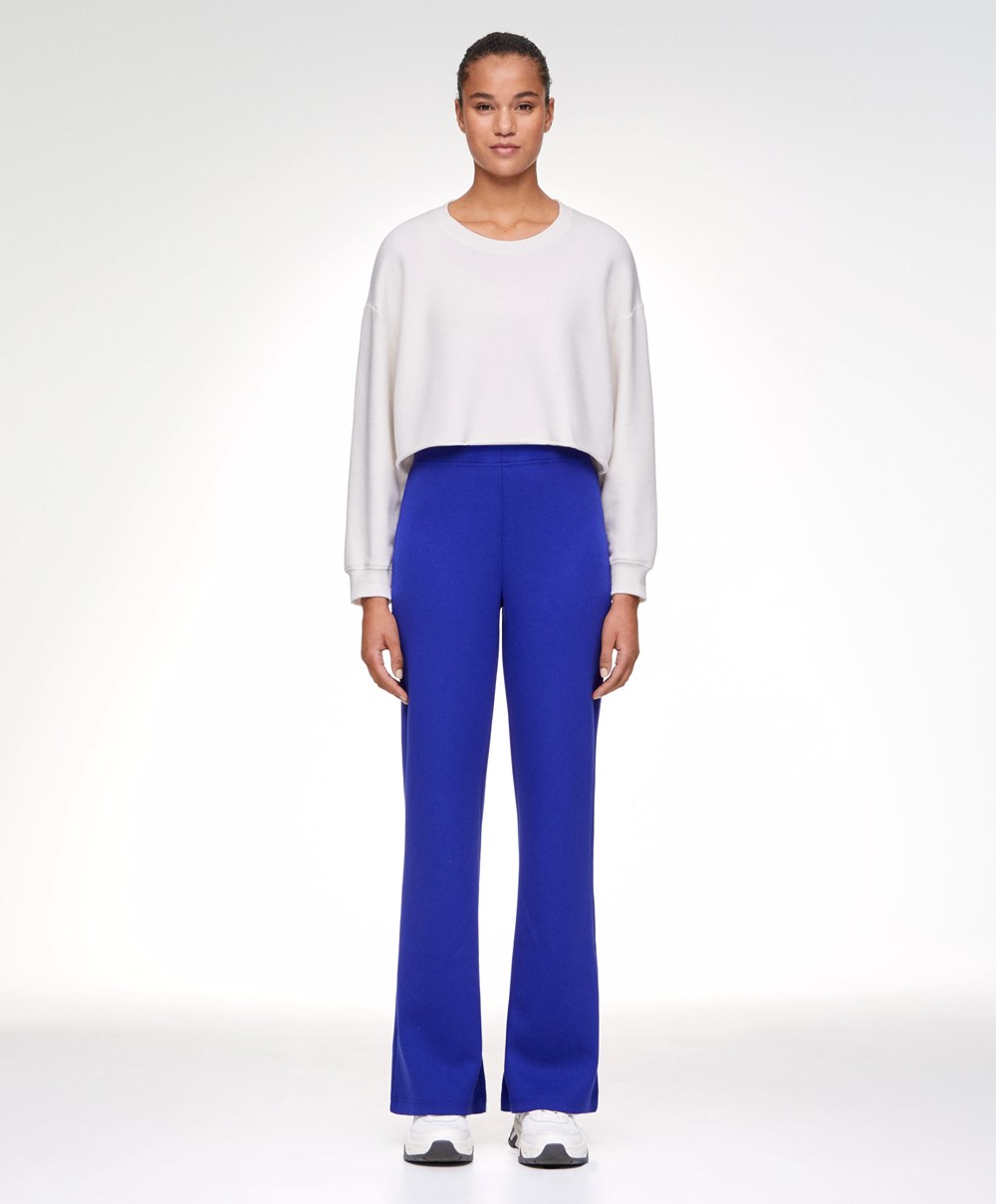 Oysho Interlock Flare Trousers Blå | JKZF94561