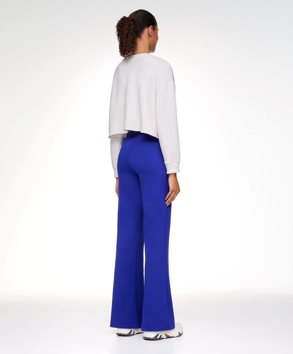 Oysho Interlock Flare Trousers Blå | JKZF94561