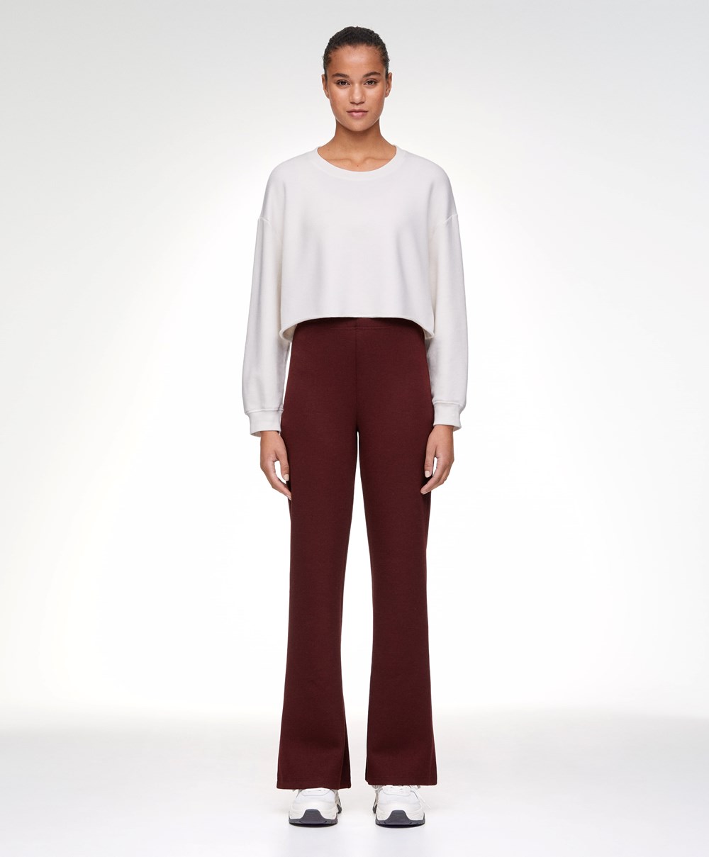 Oysho Interlock Flare Trousers Mørke | BGMN08649