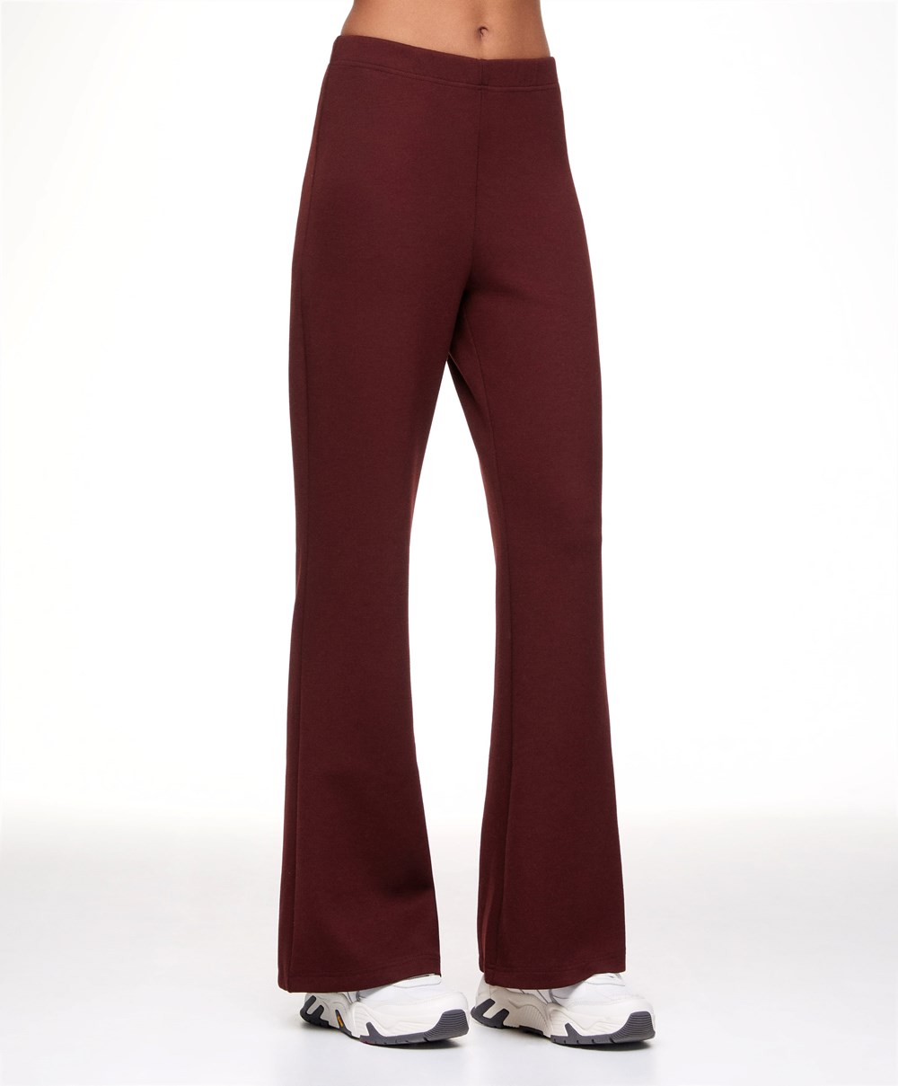 Oysho Interlock Flare Trousers Mørke | BGMN08649