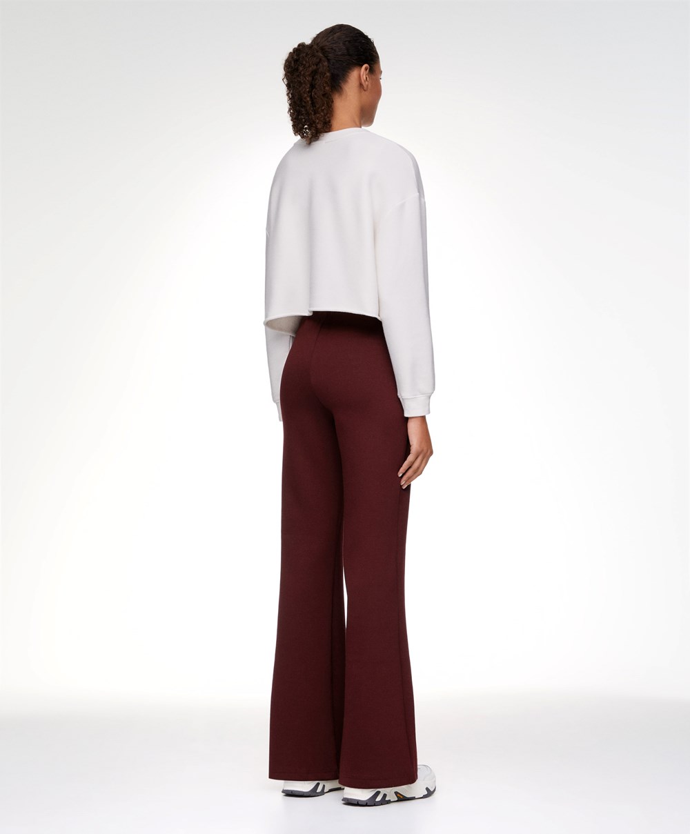 Oysho Interlock Flare Trousers Mørke | BGMN08649