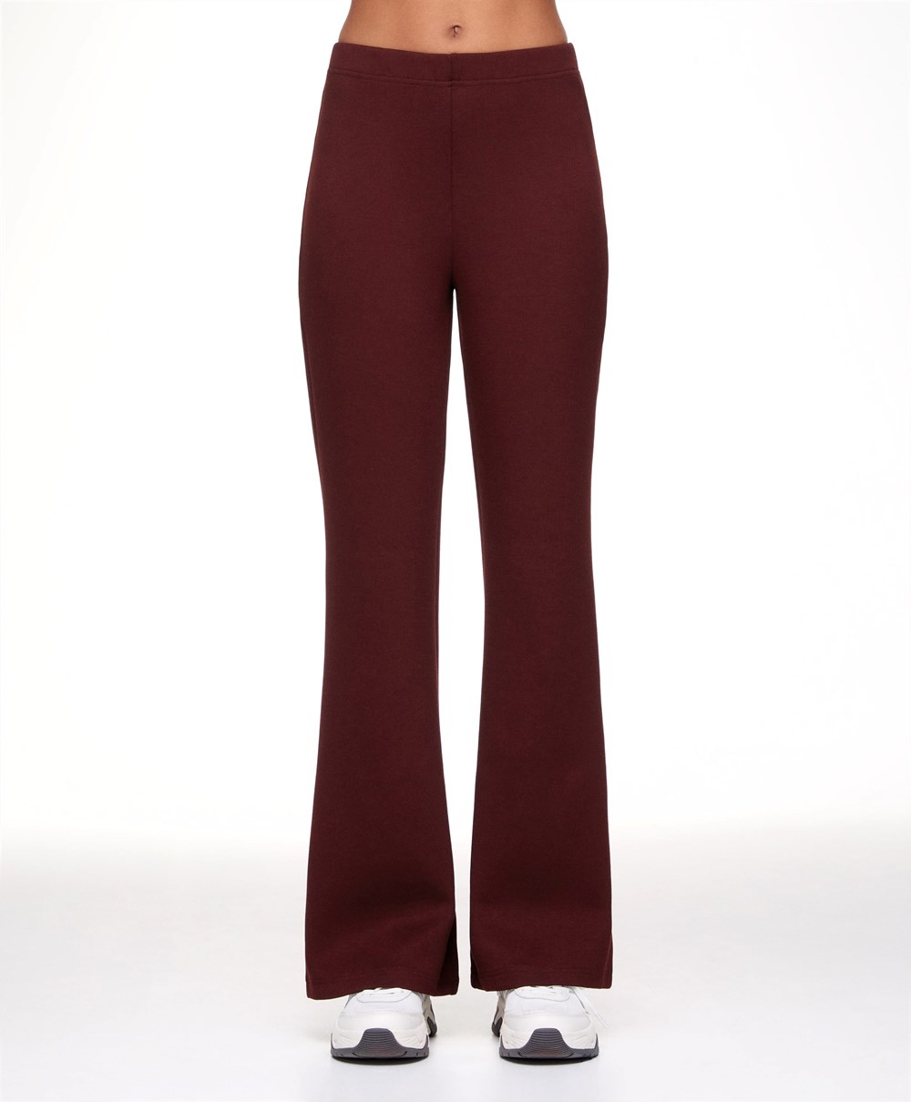 Oysho Interlock Flare Trousers Mørke | BGMN08649