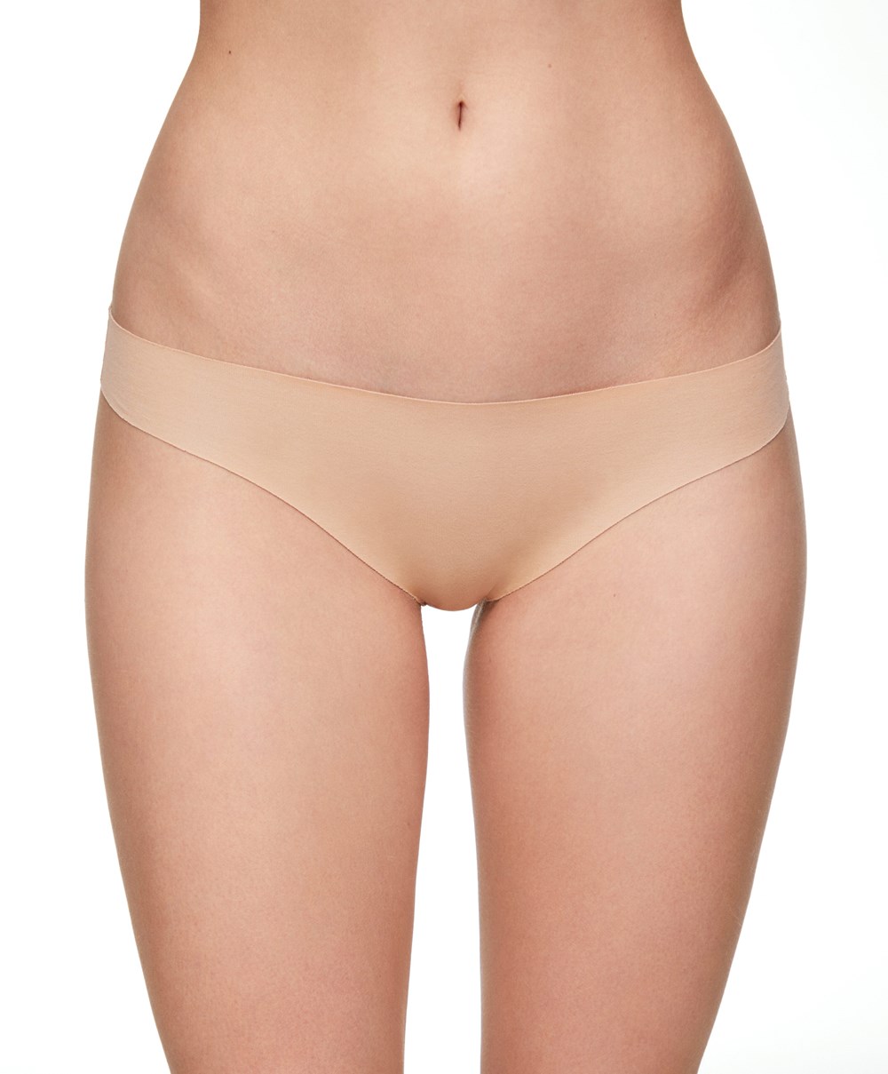 Oysho Invisible Bomull Thong Beige | CJFN07489