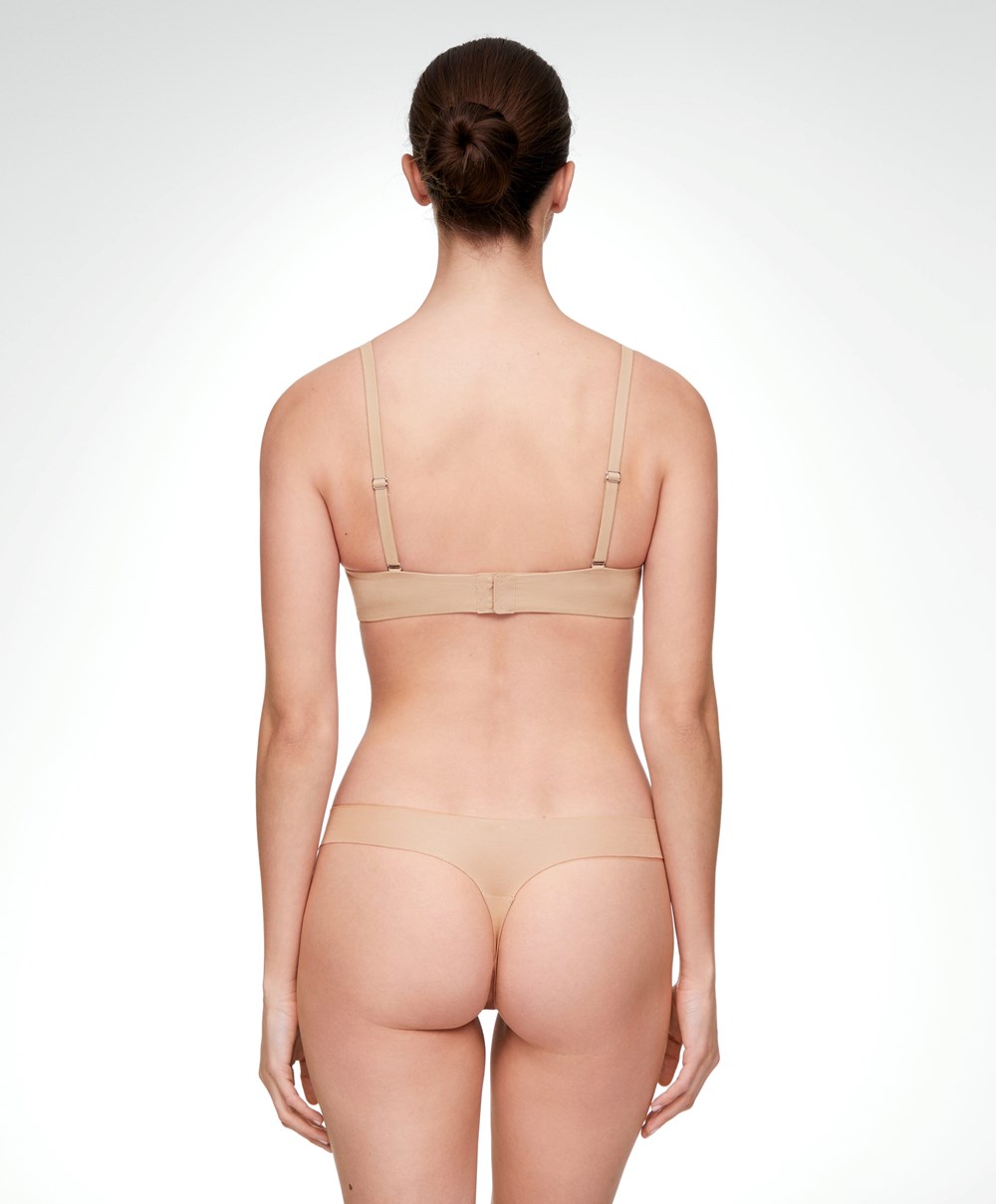 Oysho Invisible Bomull Thong Beige | CJFN07489