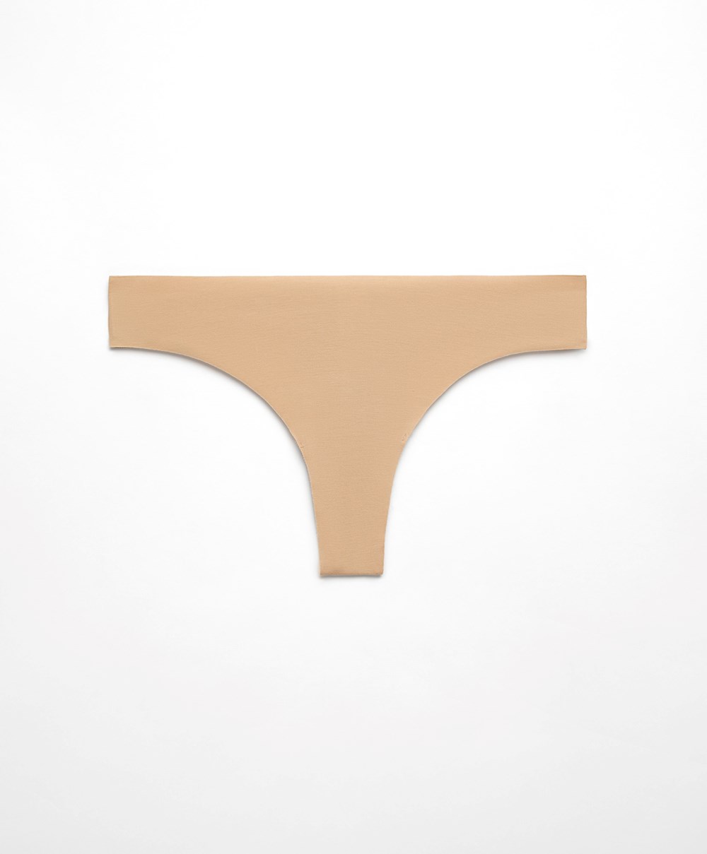 Oysho Invisible Bomull Thong Beige | CJFN07489