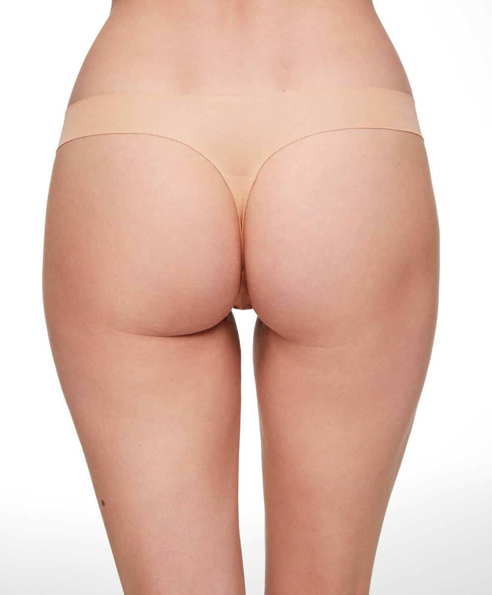 Oysho Invisible Bomull Thong Beige | CJFN07489