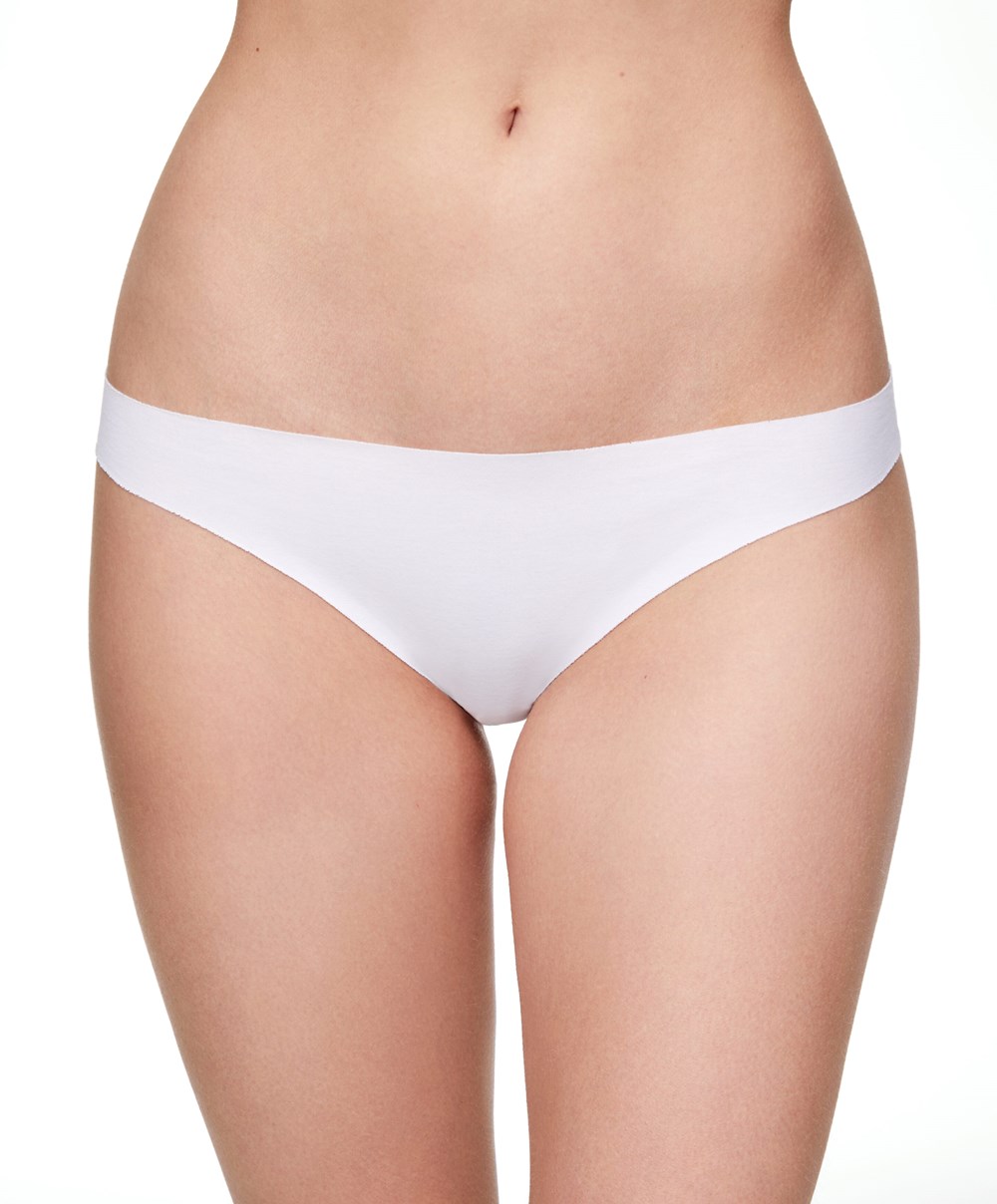 Oysho Invisible Bomull Thong Hvite | IPBJ12036