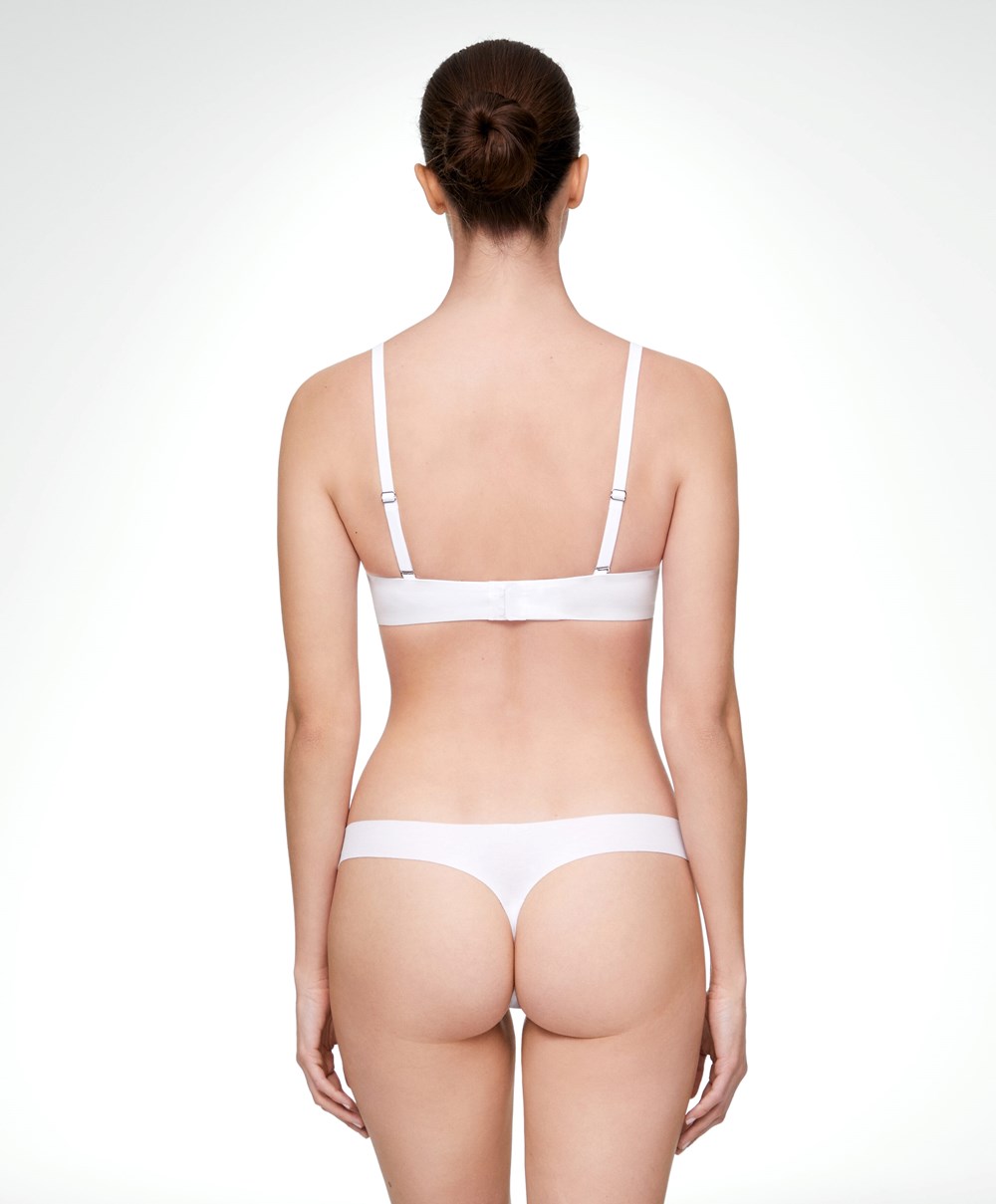 Oysho Invisible Bomull Thong Hvite | IPBJ12036