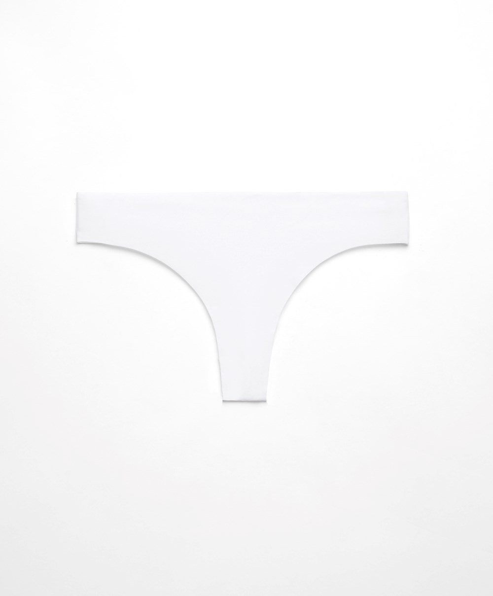 Oysho Invisible Bomull Thong Hvite | IPBJ12036