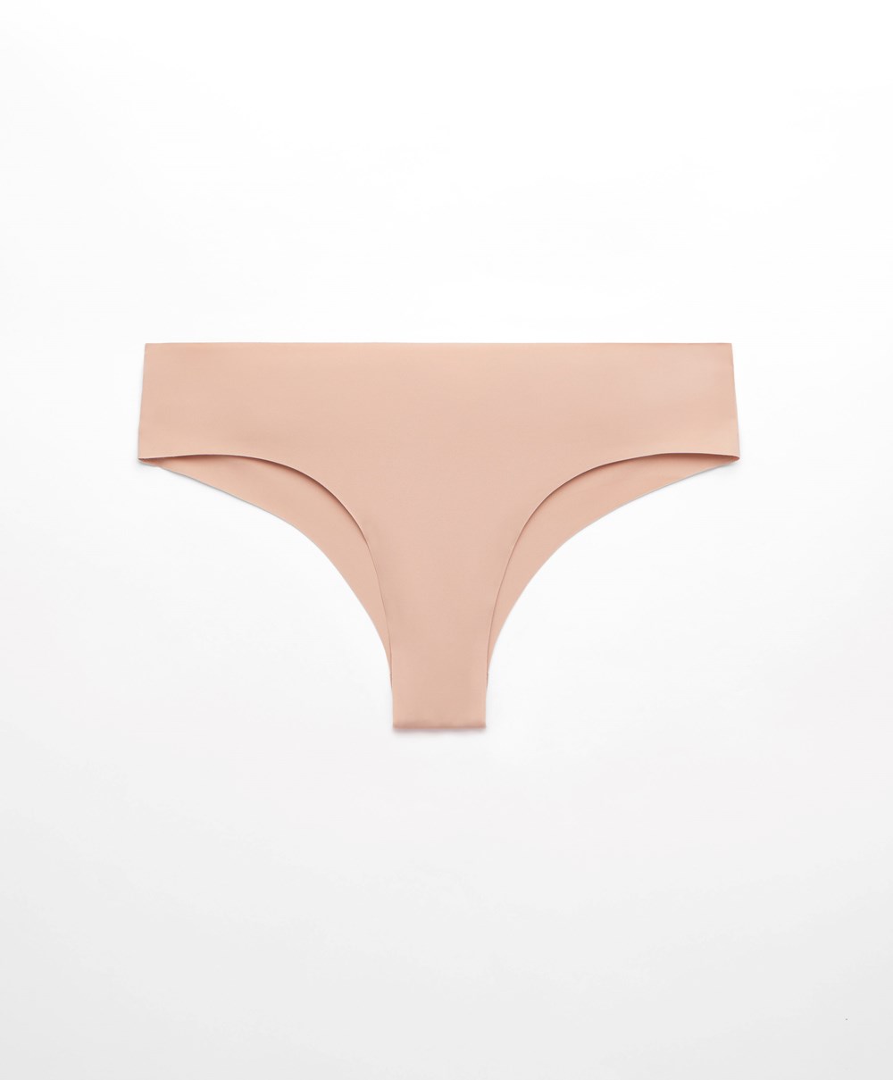 Oysho Invisible Laser-cut Brazilian Briefs Beige | BTOJ32461