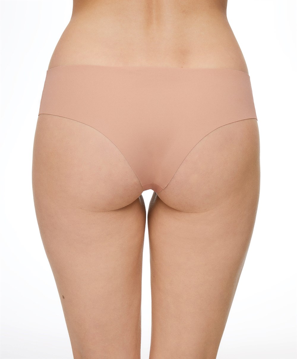 Oysho Invisible Laser-cut Brazilian Briefs Beige | BTOJ32461