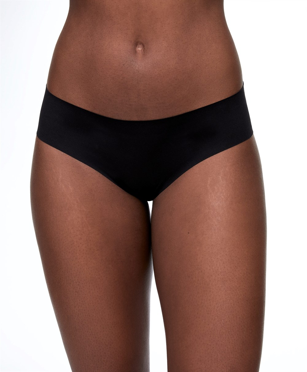 Oysho Invisible Laser-cut Brazilian Briefs Svarte | PUTB98453