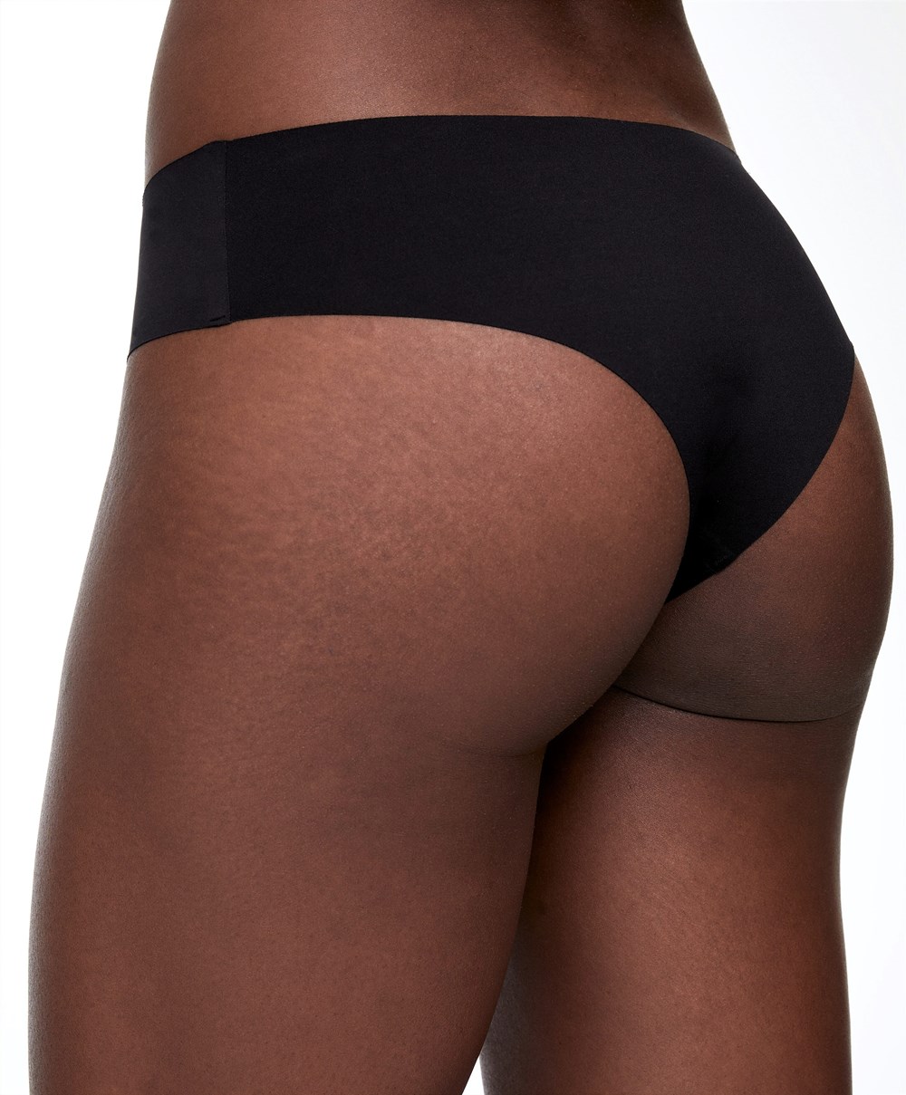 Oysho Invisible Laser-cut Brazilian Briefs Svarte | PUTB98453