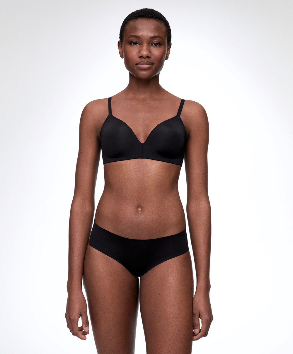 Oysho Invisible Laser-cut Brazilian Briefs Svarte | PUTB98453