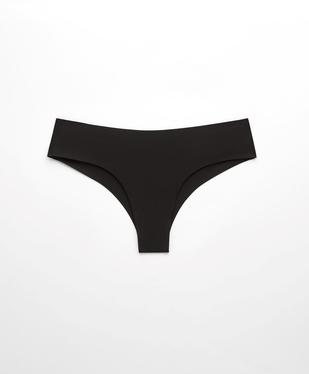 Oysho Invisible Laser-cut Brazilian Briefs Svarte | PUTB98453