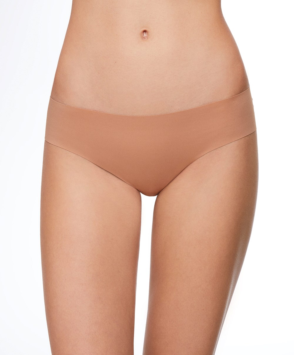 Oysho Invisible Laser-cut Brazilian Briefs Tan | VTIE64705