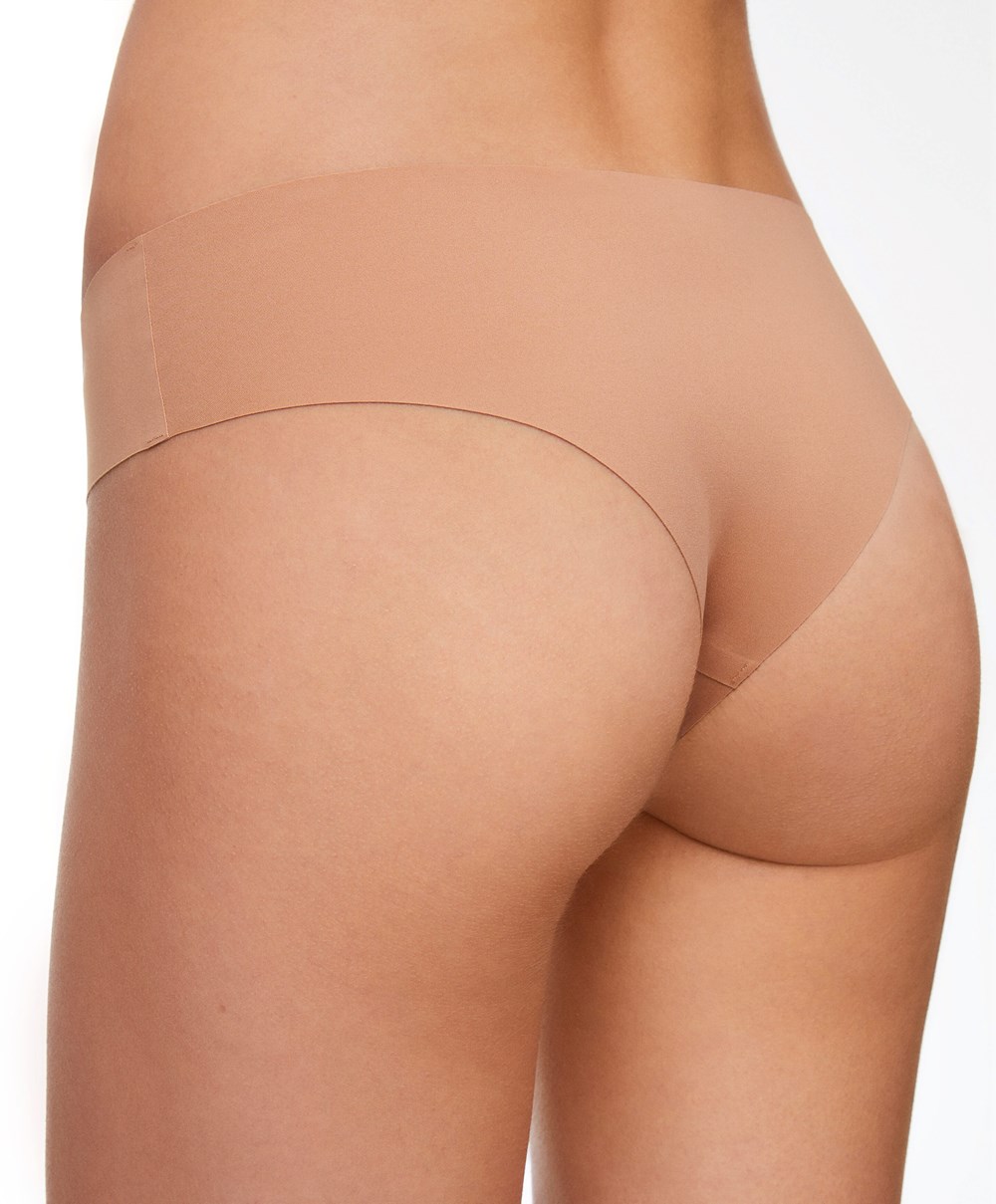 Oysho Invisible Laser-cut Brazilian Briefs Tan | VTIE64705