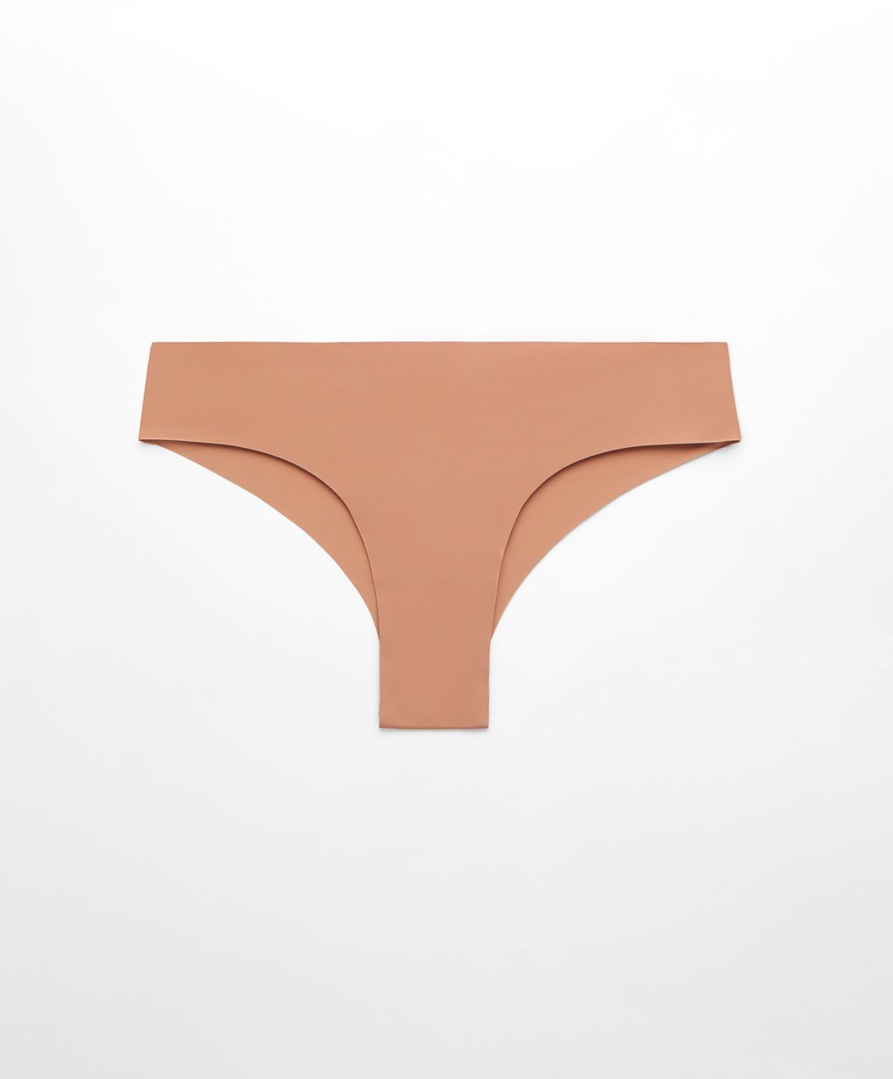 Oysho Invisible Laser-cut Brazilian Briefs Tan | VTIE64705