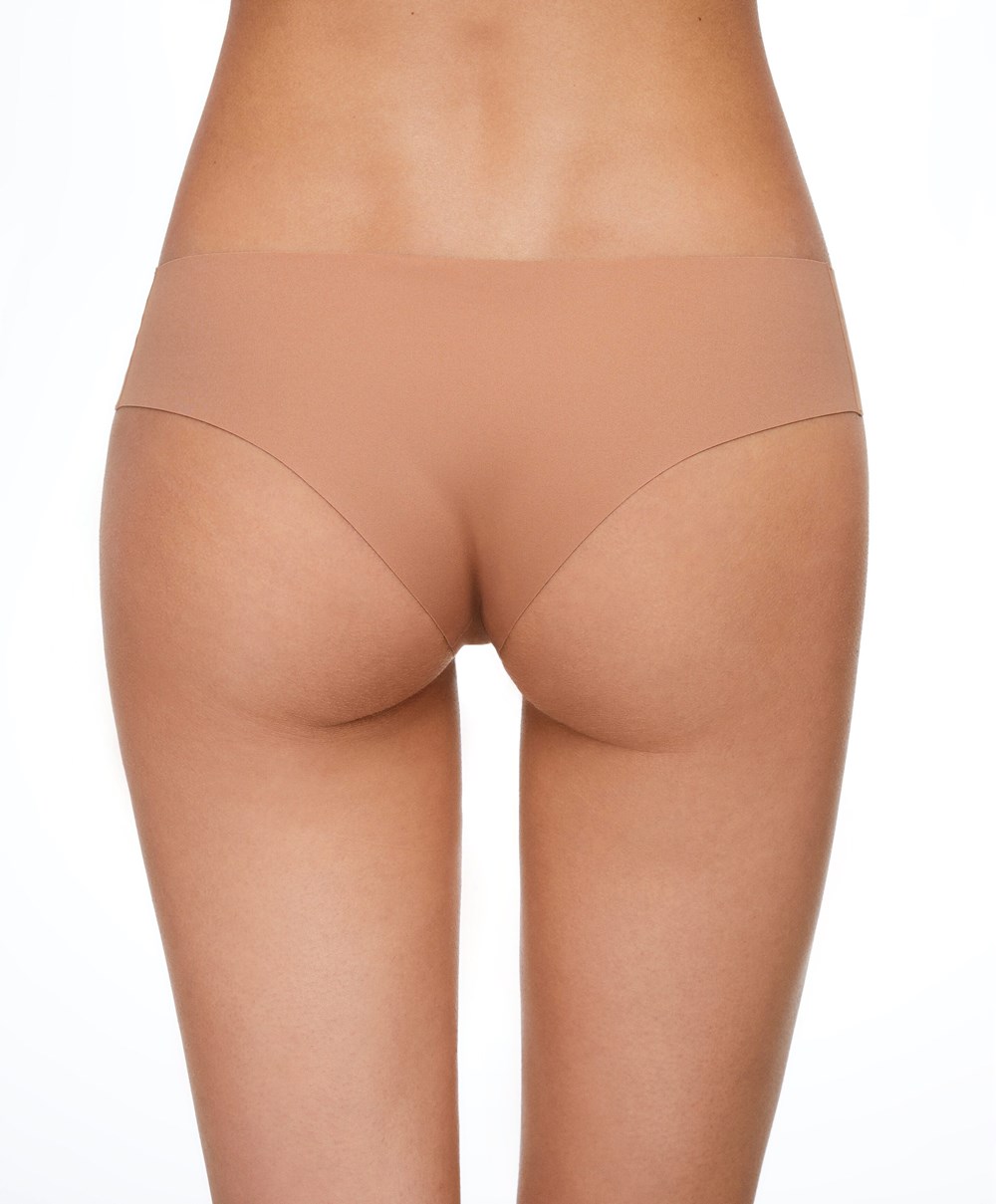 Oysho Invisible Laser-cut Brazilian Briefs Tan | VTIE64705