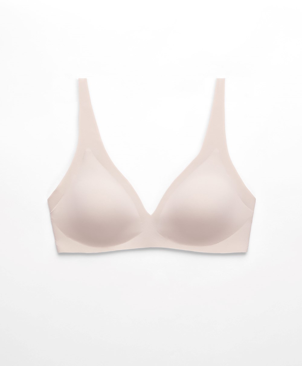 Oysho Invisible Laser-cut Halterneck-style Bra Almond | DUKJ37642