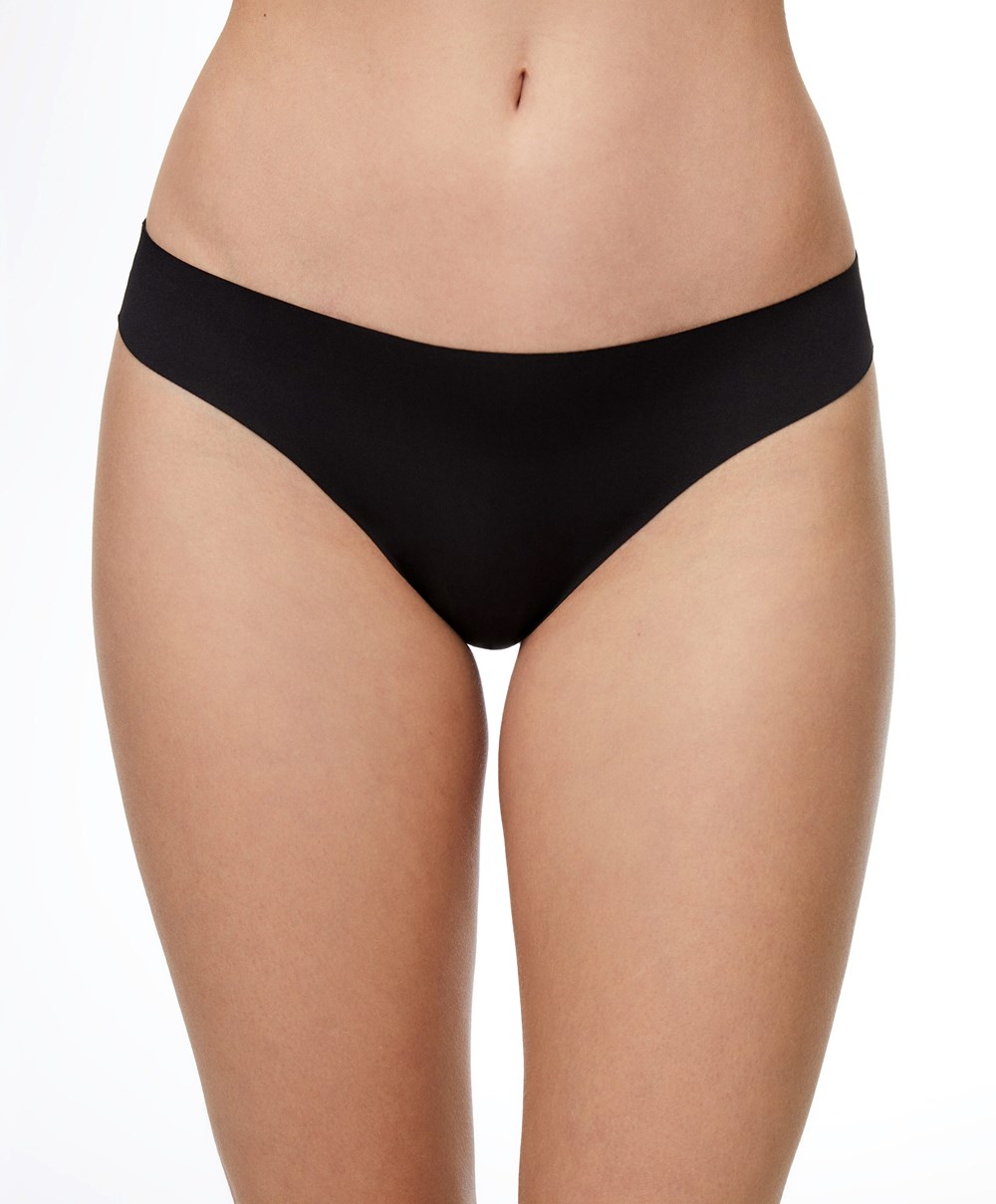 Oysho Invisible Laser-cut Hipster Thong Svarte | VDYG74693