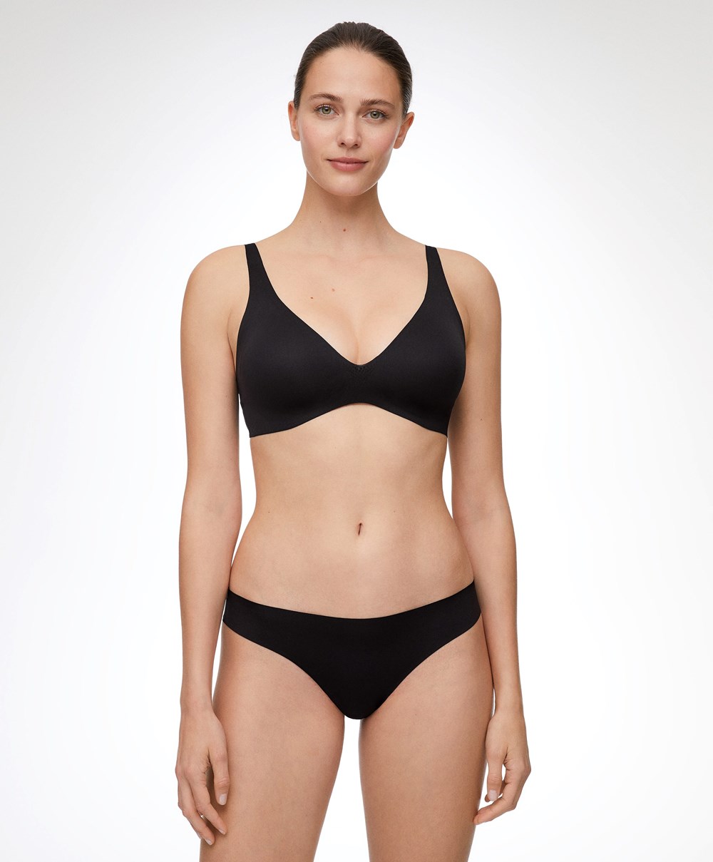 Oysho Invisible Laser-cut Hipster Thong Svarte | VDYG74693