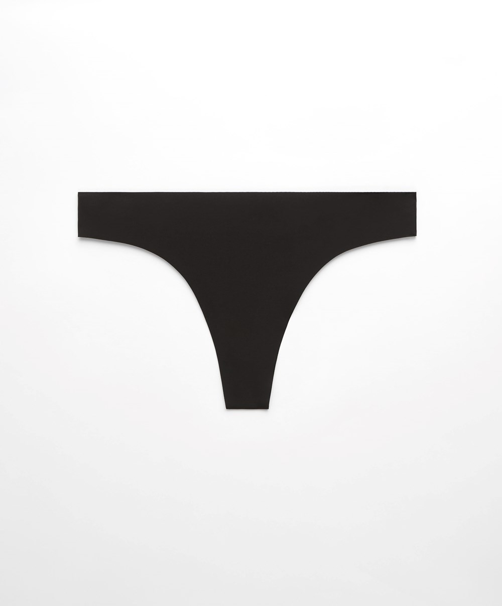 Oysho Invisible Laser-cut Hipster Thong Svarte | VDYG74693