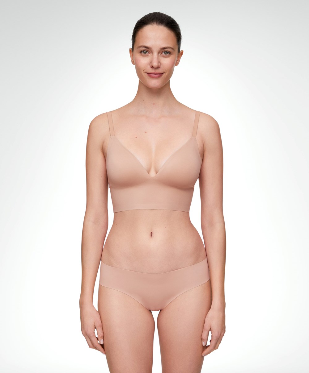 Oysho Invisible Laser-cut Triangle Bra Top With Low Back Beige | XJPQ07453