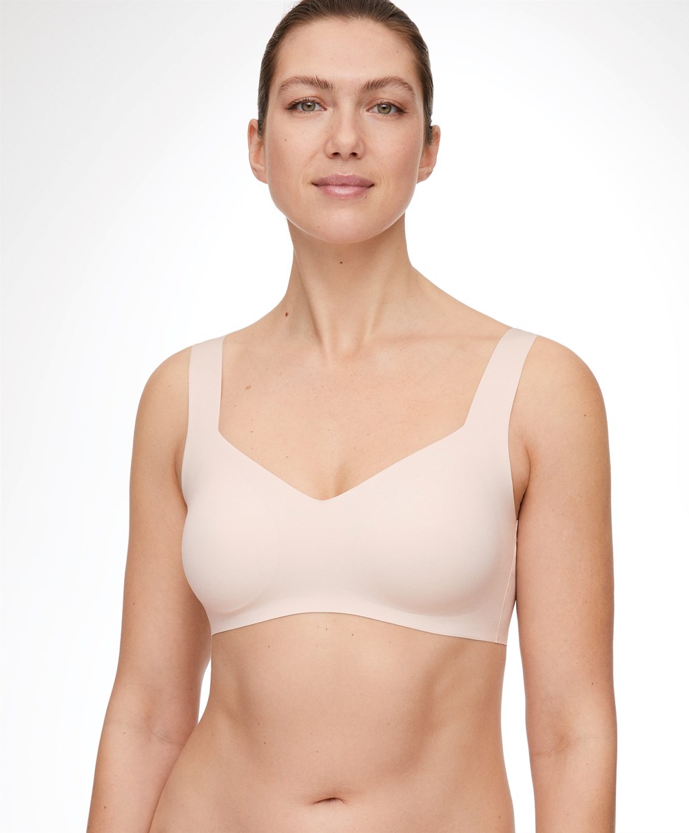 Oysho Invisible Laser-cut V-neck Bra Almond | NBWJ54097