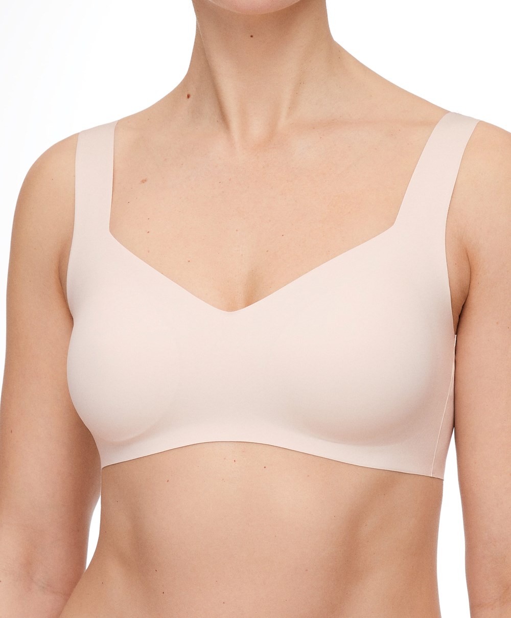 Oysho Invisible Laser-cut V-neck Bra Almond | NBWJ54097