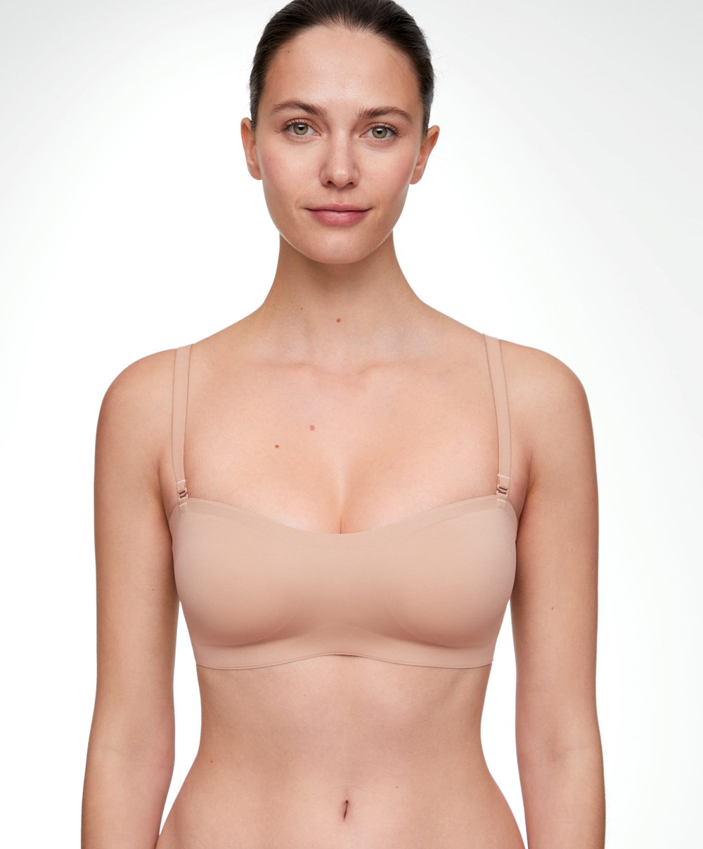 Oysho Invisible Polyamide Bandeau Bra With Removable Straps Beige | EGHQ41823