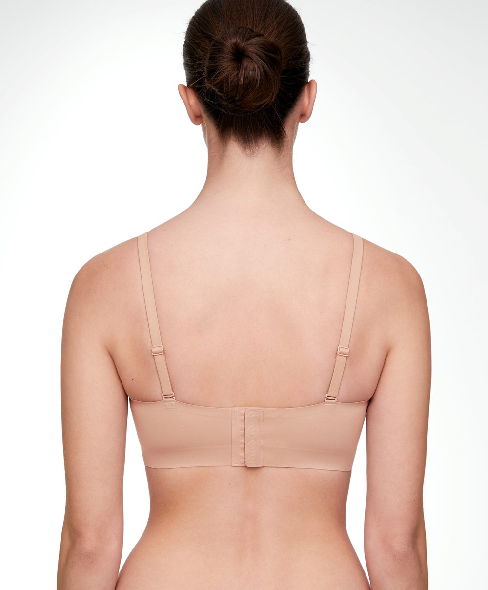 Oysho Invisible Polyamide Bandeau Bra With Removable Straps Beige | EGHQ41823