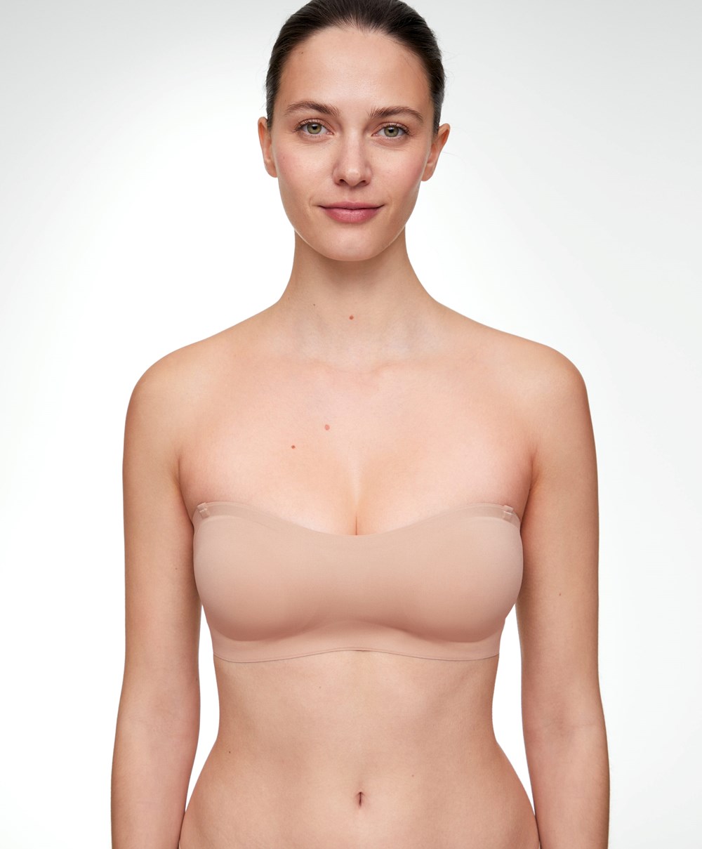 Oysho Invisible Polyamide Bandeau Bra With Removable Straps Beige | EGHQ41823